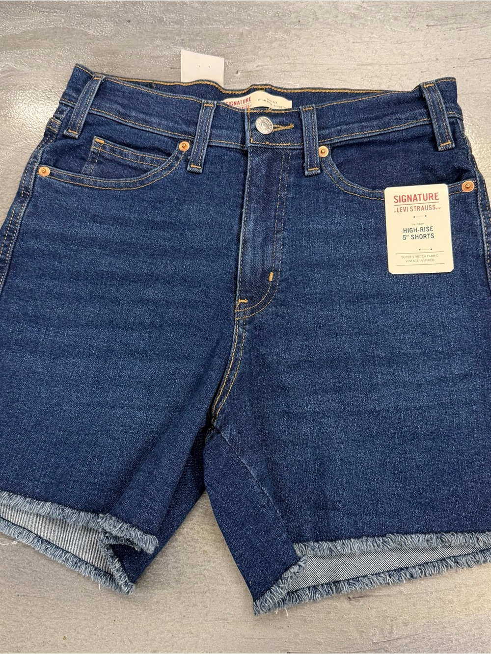 Levi's Dark Blue Raw Hem Denim Shorts